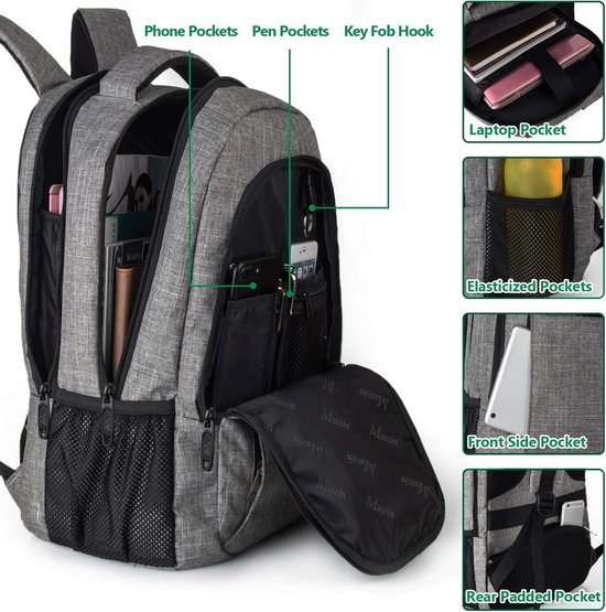 MaberLondon® Laptop Rugzak 13″-15,6″ - Waterbestendig, Anti-4