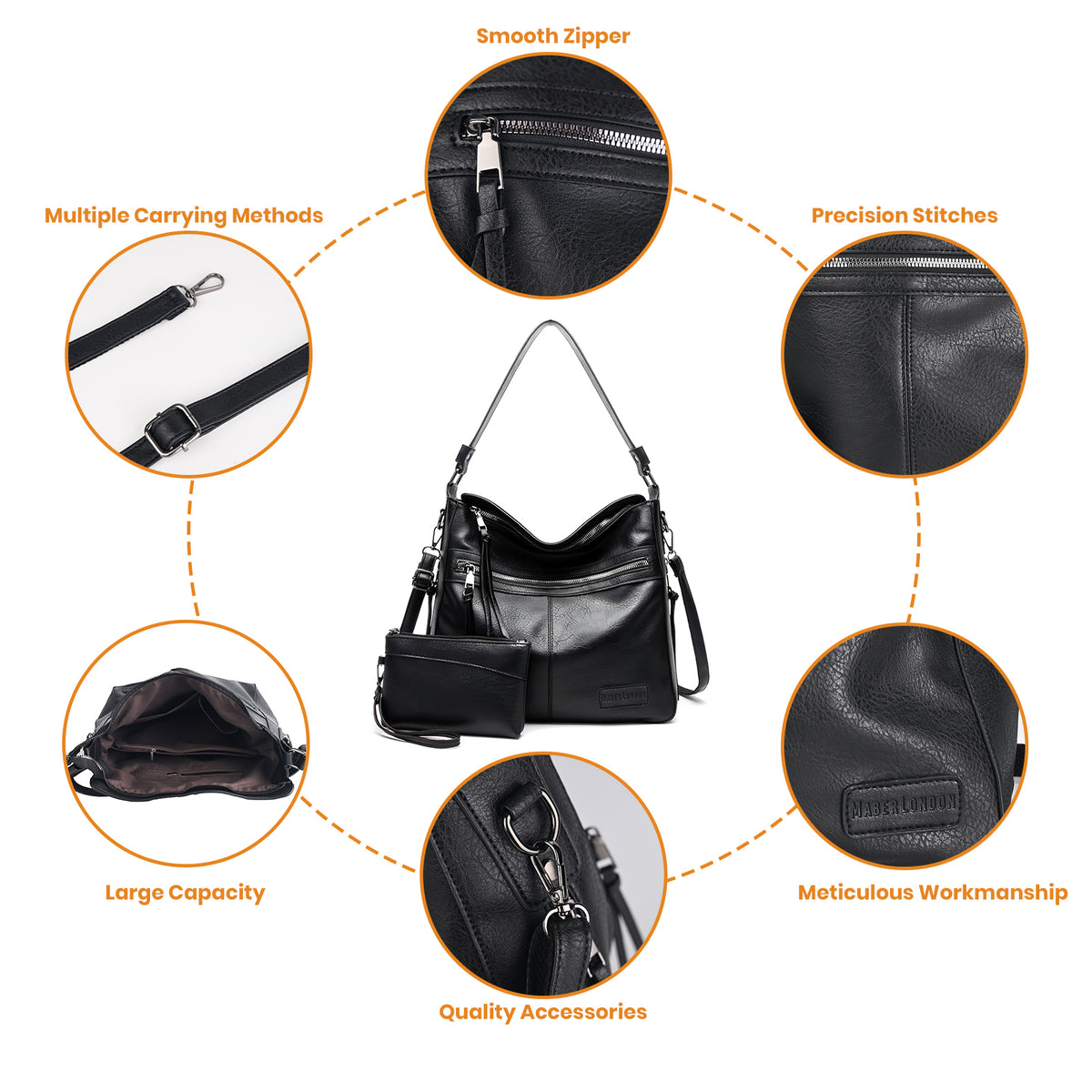 Soft Hobo Shoulder Bag with Matching Pouch - Bestseller