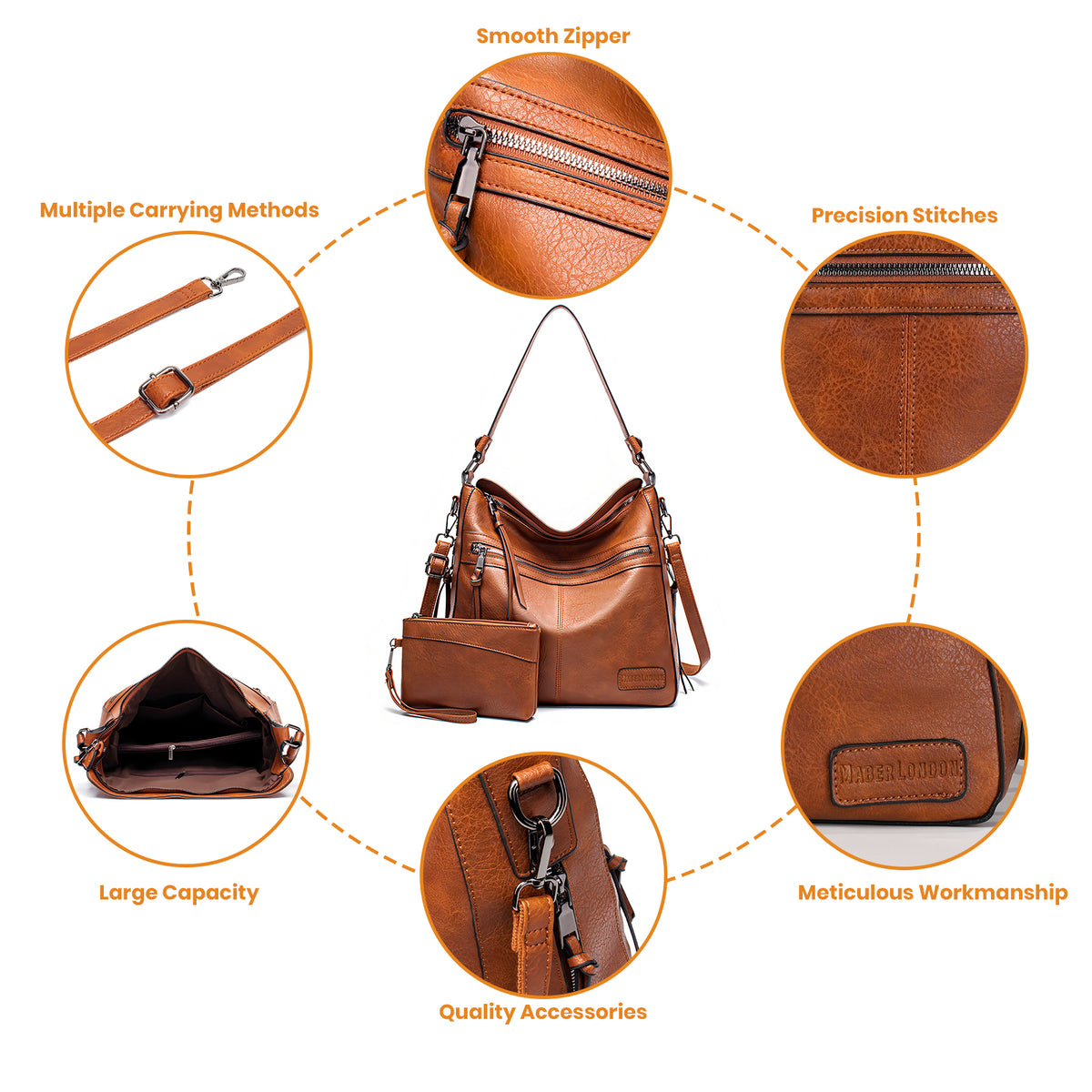 Soft Hobo Shoulder Bag with Matching Pouch - Bestseller