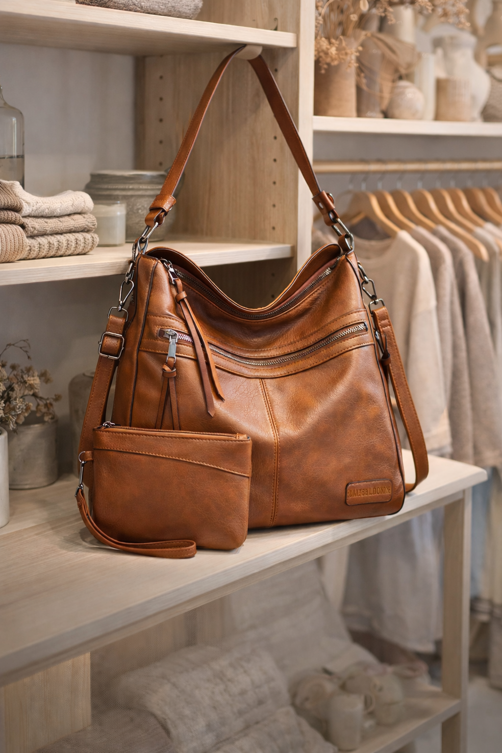 Soft Hobo Shoulder Bag with Matching Pouch - Bestseller